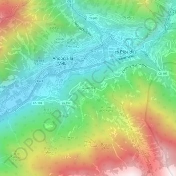 Carte topographique La Comella, altitude, relief