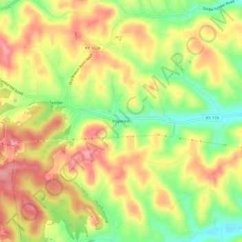 Carte topographique Hayward, altitude, relief