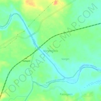 Carte topographique Manneguda, altitude, relief