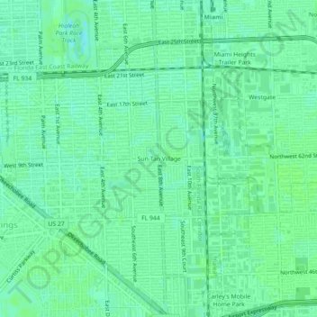 Carte topographique Sun-Tan Village, altitude, relief