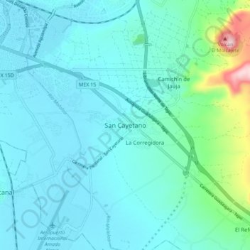 Carte topographique San Cayetano, altitude, relief