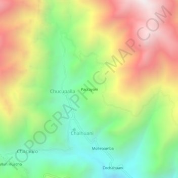 Carte topographique Paccayani, altitude, relief