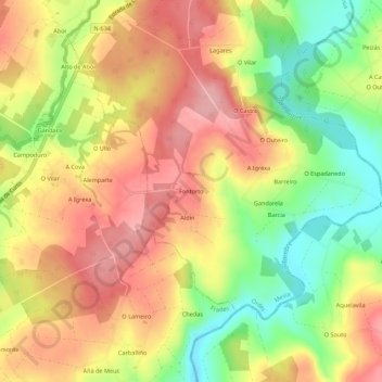 Carte topographique Fontorto, altitude, relief