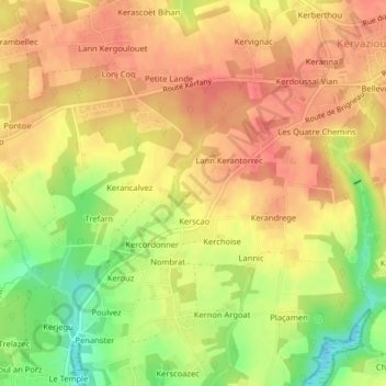 Carte topographique Kerantorrec, altitude, relief