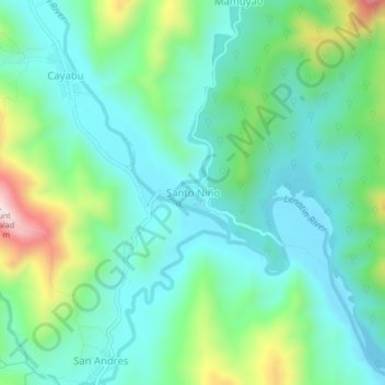 Carte topographique Santo Niño, altitude, relief