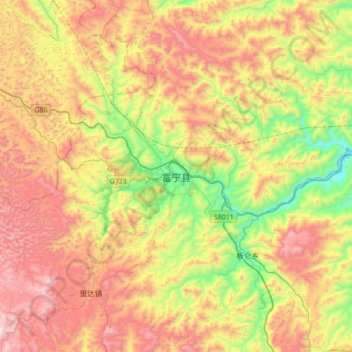 Carte topographique Funing, altitude, relief