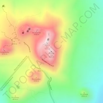 Carte topographique Mauna Kea, altitude, relief