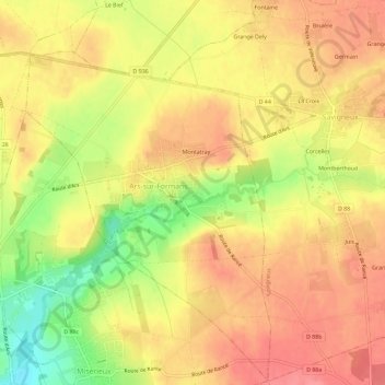 Carte topographique Le Tonneau, altitude, relief
