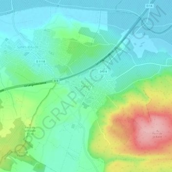 Carte topographique Fleury, altitude, relief