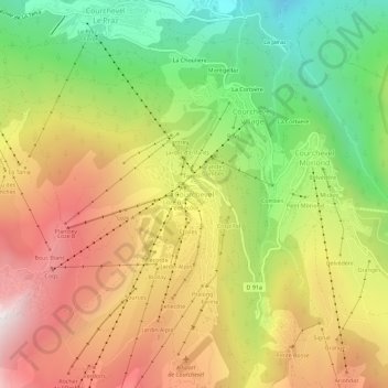 Carte topographique Courchevel, altitude, relief