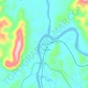 Carte topographique Dabong, altitude, relief