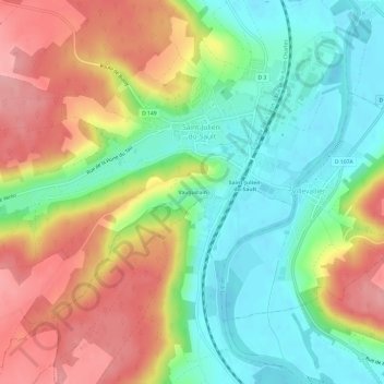 Carte topographique Vauguillain, altitude, relief