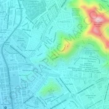 Carte topographique Cerro San Pedro, altitude, relief