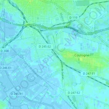 Carte topographique Le Pont de Coulogne, altitude, relief
