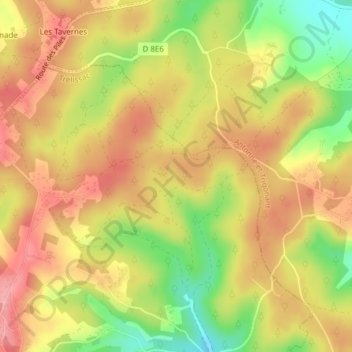 Carte topographique Château de Caussade, altitude, relief