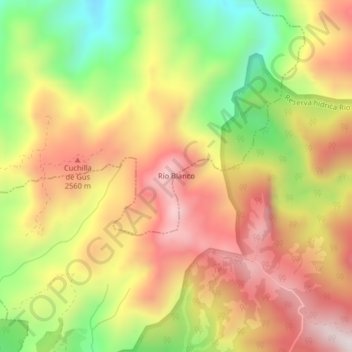 Carte topographique Río Blanco, altitude, relief