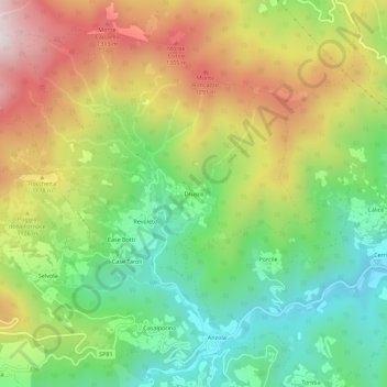 Carte topographique Drusco, altitude, relief