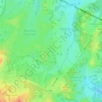 Carte topographique Canada Common, altitude, relief