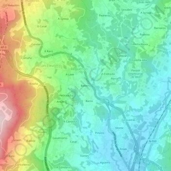 Carte topographique Balteiro, altitude, relief