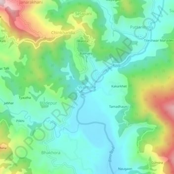 Carte topographique Walmara, altitude, relief
