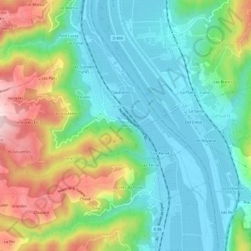 Carte topographique Ferra, altitude, relief