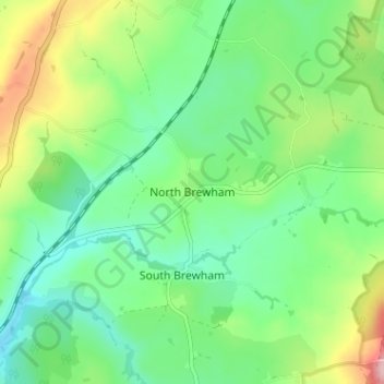 Carte topographique North Brewham, altitude, relief
