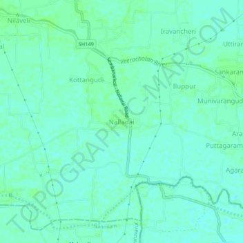 Carte topographique Nalladai, altitude, relief