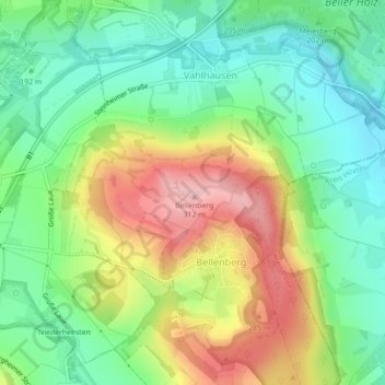 Carte topographique Bellenberg, altitude, relief