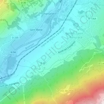 Carte topographique Lucis, altitude, relief