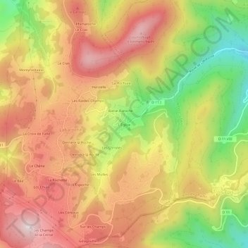 Carte topographique L'Église, altitude, relief