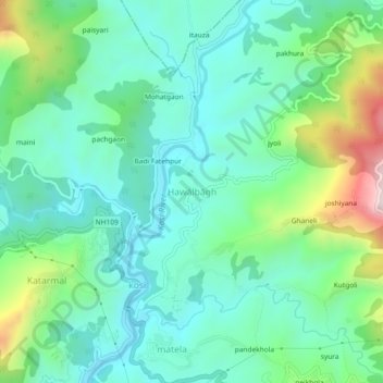 Carte topographique Hawālbāgh, altitude, relief