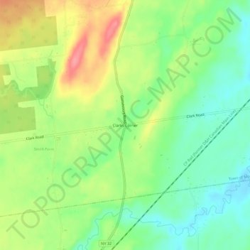 Carte topographique Clarks Corner, altitude, relief