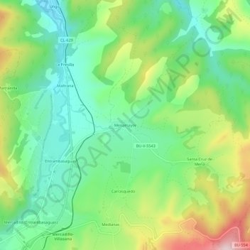 Carte topographique Menamayor, altitude, relief