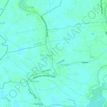 Carte topographique San Juan, altitude, relief