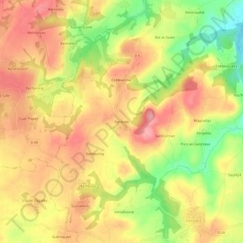 Carte topographique Kerdrain, altitude, relief