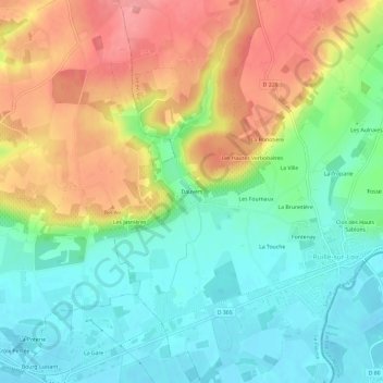 Carte topographique Dauvers, altitude, relief