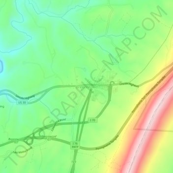 Carte topographique Breezewood, altitude, relief