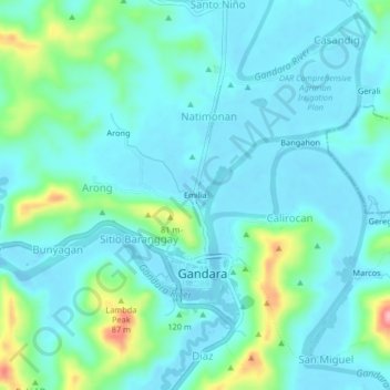 Carte topographique Emilia, altitude, relief
