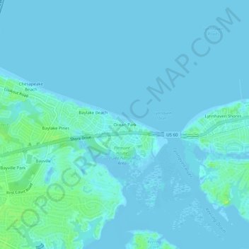 Carte topographique Ocean Park, altitude, relief