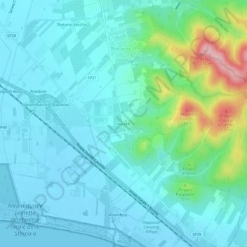 Carte topographique Vignale, altitude, relief
