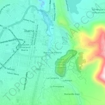 Carte topographique Barrio La Victoria, altitude, relief