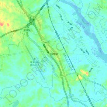 Carte topographique 中原镇, altitude, relief