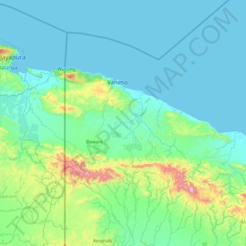Carte topographique Vanimo District, altitude, relief