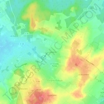 Carte topographique La Gasserie, altitude, relief
