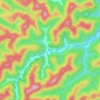 Carte topographique Nellis, altitude, relief