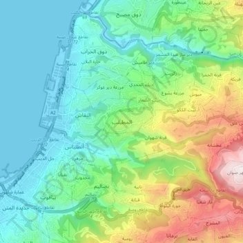 Carte topographique Mtaileb, altitude, relief