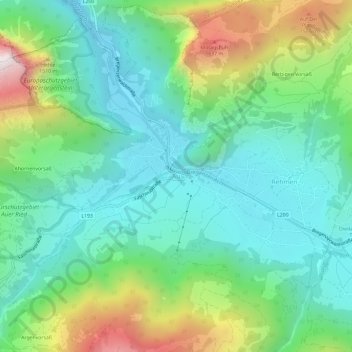Carte topographique Au, altitude, relief