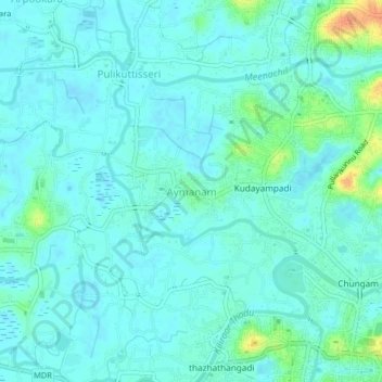 Carte topographique Aymanam, altitude, relief