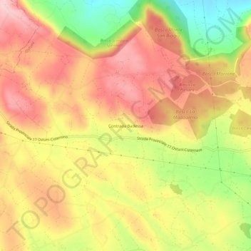 Carte topographique Contrada Badessa, altitude, relief