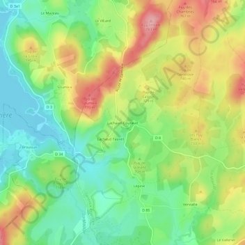 Carte topographique Lachaud-Couraud, altitude, relief
